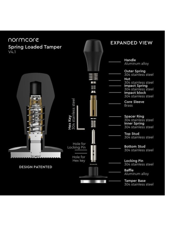 Normcore V4.1 Spring Loaded Coffee Tamper with 
