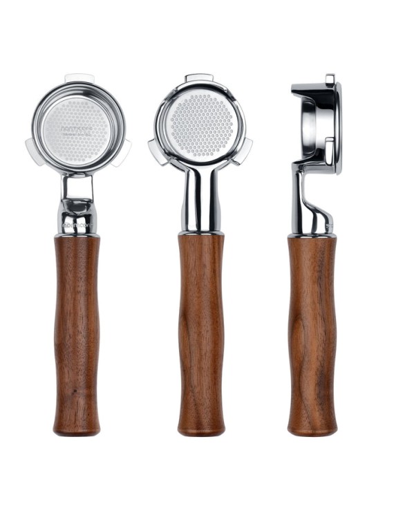 Normcore Slim Bottomless Portafilter with Upgraded Walnut Wood Handle
